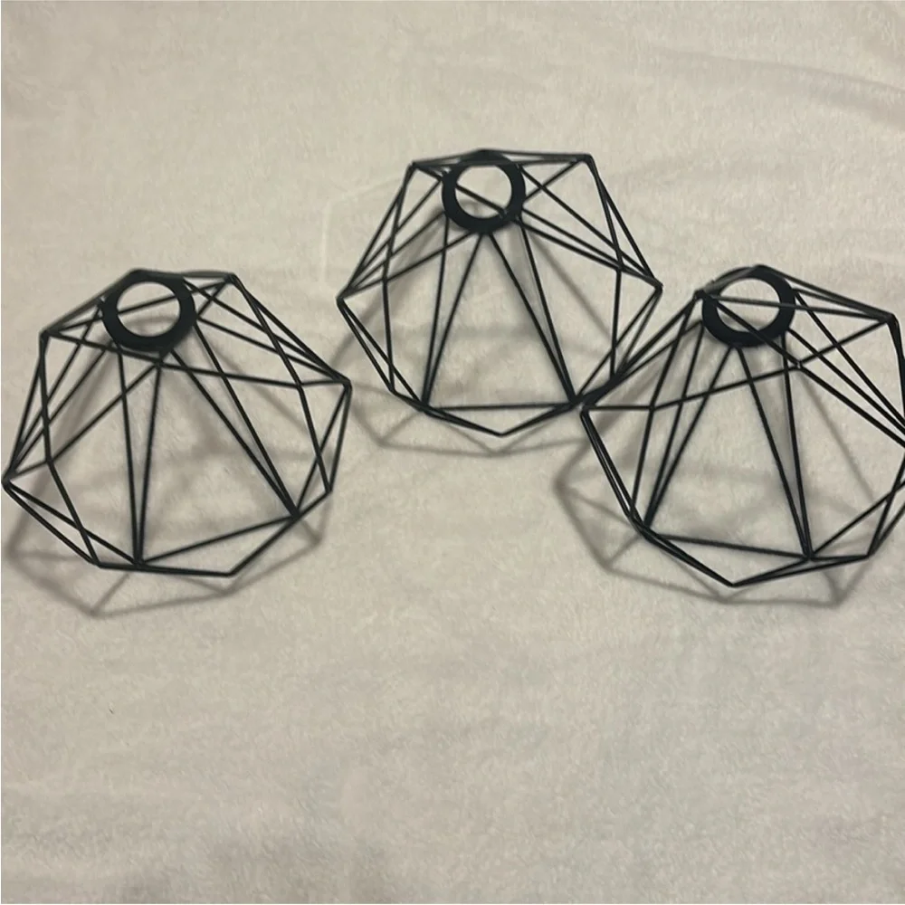 FAYMART 8.31-in x 8-in Geometric Matte Black Pendant Light Shade set of 3